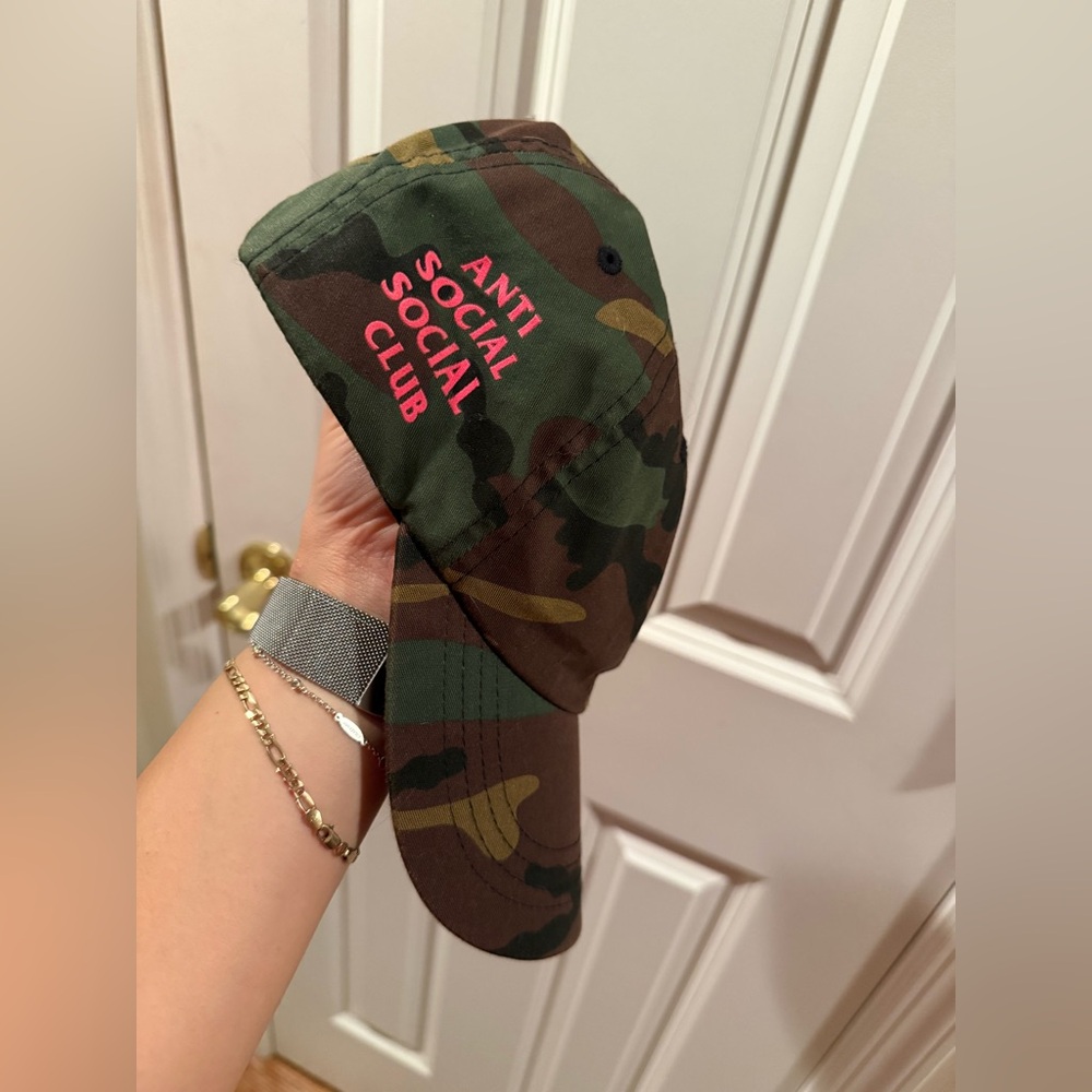 Anti Social Social Club Women’s Camouflage Hat with Pink Logo